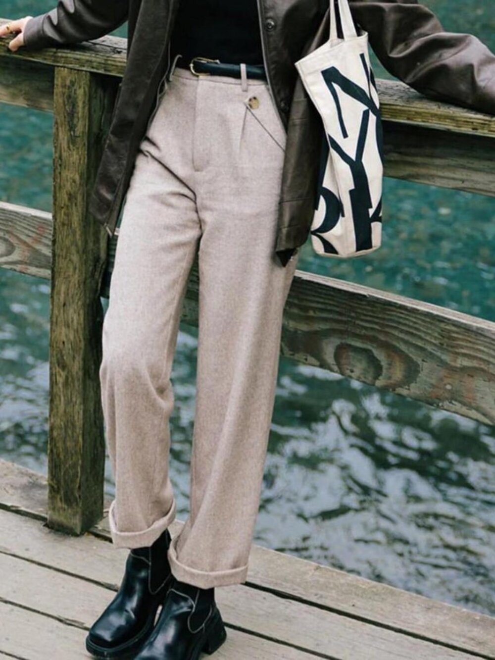 Petite Studio's Reign Wool pants in Oatmeal